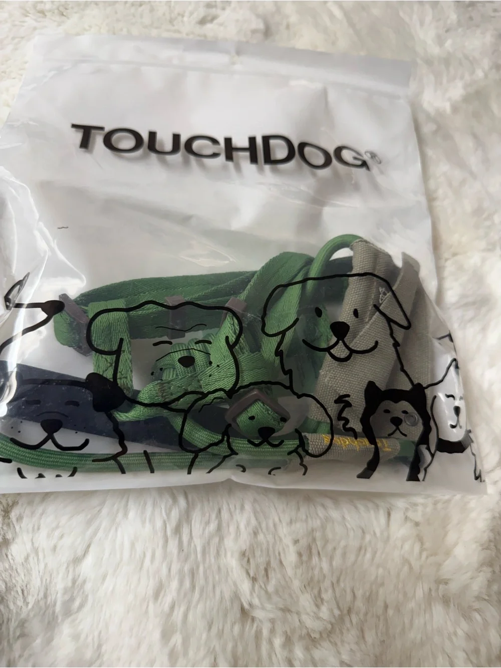 Small Green Touchdog Harness & Leash Set